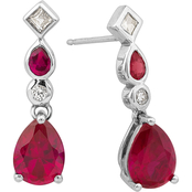 Sterling Silver Created Ruby and Created White Sapphire Earrings