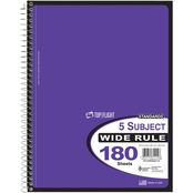 Top Flight 5 Subject Notebook Wide Ruled