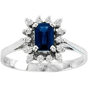 14K White Gold 1/6 CTW Diamond and Sapphire Ring