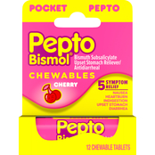Pepto-Bismol To Go 5 Symptom Stomach Relief Cherry Chewable Tablets 12 ct.