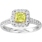 18K Two Tone Gold 3/4 CTW Fancy Yellow and White Diamond Ring, Size 7
