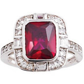 Sterling Silver Created Ruby and Created White Sapphire Ring