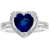 Sterling Silver Created Sapphire Birthstone Ring with Diamond Accents - September