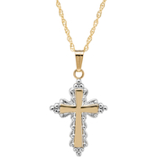 14K Yellow Gold Filled Two Tone Cross Pendant