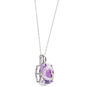 Sterling Silver Diamond Accent Amethyst Pendant