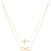 14K Layering Duettes Cross and Infinity Necklace