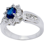 Sapphire Cubic Zirconia Ring with Crystal Accents