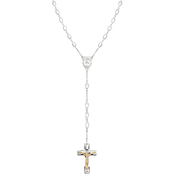 Black & Blue Stainless Steel and IP Plating Diamond Accent Rosary Necklace