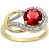 10K Gold Lab Created Ruby Love Knot Ring with Diamond Accents