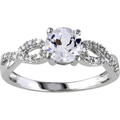 Sofia B. 10K White Gold 1/10 CTW Diamond and Created White Sapphire Fashion Ring