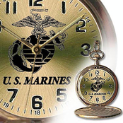 Frontier Goldtone Marine Corps Pocket Watch 17A