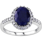14K White Gold 2/5 CTW Diamond And Diffused Sapphire Engagement Ring