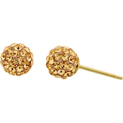 14K Yellow Gold 6mm Champagne Crystal Ball Earrings