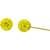 14K Yellow Gold 6mm Yellow Crystal Ball Earrings