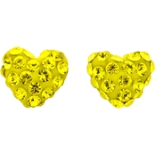 14K Yellow Gold 6mm Yellow Crystal Heart Earrings