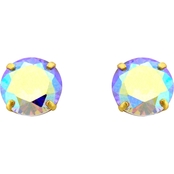 14K Yellow Gold Cubic Zirconia 6mm Round Stud Earrings