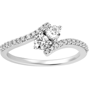 2 in Love 14K White Gold 1/2 CTW Diamond Two Stone Ring