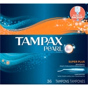 Tampax Pearl Plastic Super Plus Absorbency, Unscented Tampons 36 ct.