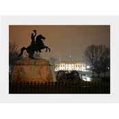Capital Art White House Front from Lafayette Park on a Wet Wintry Night Matte
