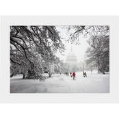 Capital Art US Capital SW Corner View on Snowy Day with Cross Country Skier Matte