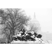 Capital Art US Capitol West Side, From Grant Memorial During a Blizzard B&W Canvas