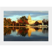 Capital Art US Capitol West Reflecting Pool View on Fall Day at Sunset Matte