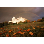 Capital Art US Capitol SE Corner View on a Stormy Fall Day with a Rainbow Canvas