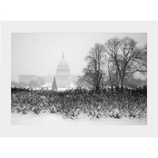 Capital Art US Capitol Snowy Winter Daytime Holiday View with Christmas Tree Matte