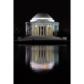 Capital Art Jefferson Memorial Reflecting in the Tidal Basin at Night Canvas