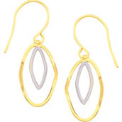 14K Gold Two-Toned Stamped Dangle Wire Earrings