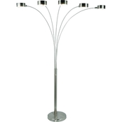 Artiva USA Micah 88 in. Modern 5 Arch Brushed Steel Floor Lamp with Dimmer