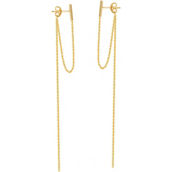14K Gold Stud Earrings with Drop Chain