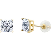 14K White Gold 1.3 CTW Princess Cut Simulated Diamond Stud Earrings