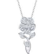 Disney Enchanted Sterling Silver 1/4 CTW Diamond Belle Rose Pendant