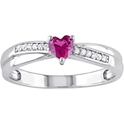 Sofia B. Sterling Silver Lab Created Ruby and Diamond Accent Heart Ring