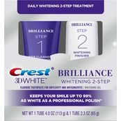 Crest 3D White Brilliance + Whitening Two Step Toothpaste, 4 oz. and 2.3 oz.