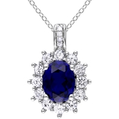 Sofia B. Sterling Silver 4 CTW Created Blue and White Sapphire Necklace