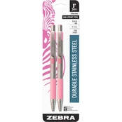 Zebra F-301 Retractable BP 0.7mm BCA Pink Barrel/Black Ink 2 pk.