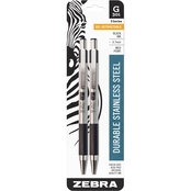 Zebra G301 Gel Retractable 0.7mm Black 2 pk.