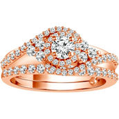 10K Rose Gold 1 CTW Diamond Bridal set with 1/3 CTW Center Stone, Size 7