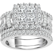 14K White Gold 3 CTW Diamond Bridal Set with Invisible Setting