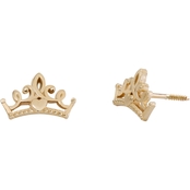 Disney 14K Gold Princess Crown Stud Earrings