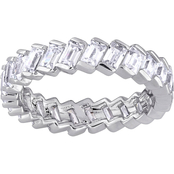 Sterling Silver Cubic Zirconia Angled Eternity Ring