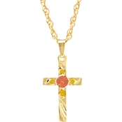 14K Yellow Gold Filled Tricolor Hand Engraved Cross Pendant
