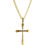 14K Yellow Gold Filled Solid Cross Pendant with 24