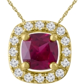 10K Yellow Gold Created Ruby and Created White Sapphire Pendant