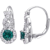 Sofia B. Sterling Silver Created Emerald and Created White Sapphire Twist Earrings