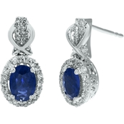 10K White Gold 1/4 CTW Diamond and Sapphire Earrings