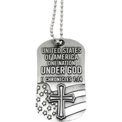 Shields of Strength One Nation Antique Finish Necklace, II Chronicles 7:14