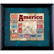 American Coin Treasures America Takes Flight Stamp Collection in Wall Frame
